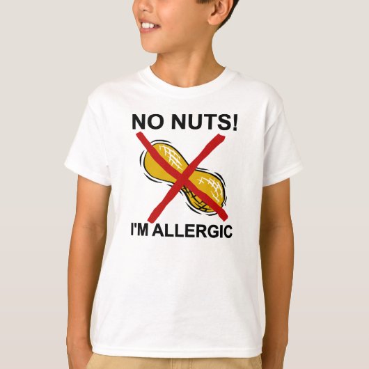 Peanut NO Nuts Ik ben allergisch T-shirt (Voorkant)