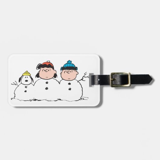Peanuts | 3 persoons sneeuwman bagagelabel (Voorkant horizontaal)