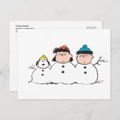 Peanuts | 3 persoons sneeuwman briefkaart (Voorkant / Achterkant)