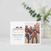 Peanuts | 3 persoons sneeuwman feestdagenkaart (Staand voorkant)