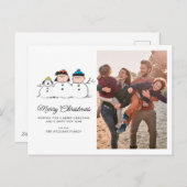 Peanuts | 3 persoons sneeuwman feestdagenkaart (Voorkant / Achterkant)