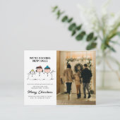 Peanuts | 3 persoons sneeuwman feestdagenkaart (Staand voorkant)