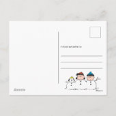 Peanuts | 3 persoons sneeuwman feestdagenkaart (Achterkant)