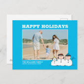 Peanuts | 3 persoons sneeuwman feestdagenkaart (Voorkant / Achterkant)