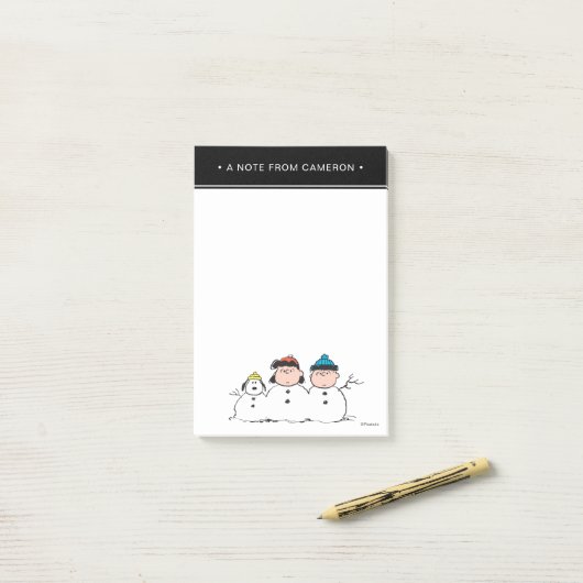 Peanuts | 3 persoons sneeuwman post-it® notes (Op bureau)