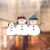 Peanuts | 3 persoons sneeuwman raamsticker (Vel 2)