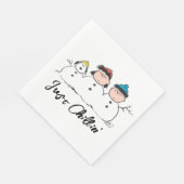 Peanuts | 3 persoons sneeuwman servet (Hoek)