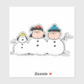 Peanuts | 3 persoons sneeuwman sticker (Vel)
