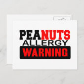 Peanuts Allergy Warning Briefkaart (Voorkant / Achterkant)