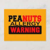 Peanuts Allergy Warning Briefkaart (Voorkant)