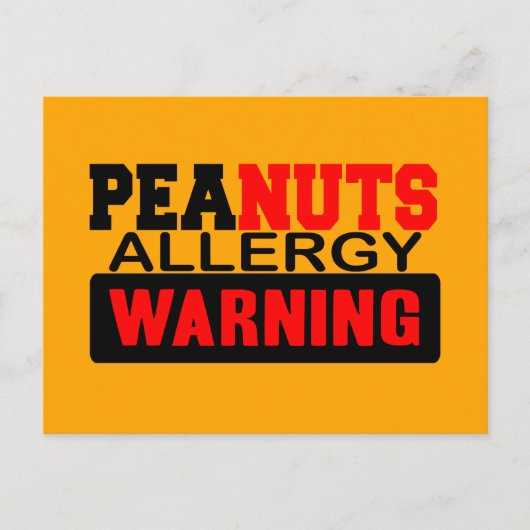 Peanuts Allergy Warning Briefkaart (Voorkant)