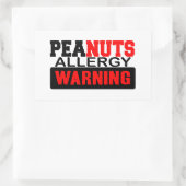 Peanuts Allergy Warning Rechthoekige Sticker (Tas)