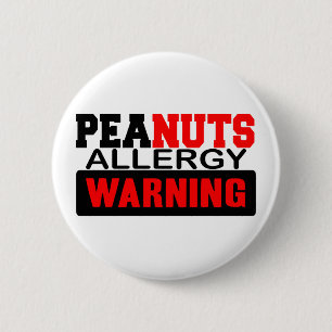 Peanuts Allergy Warning Ronde Button 5,7 Cm