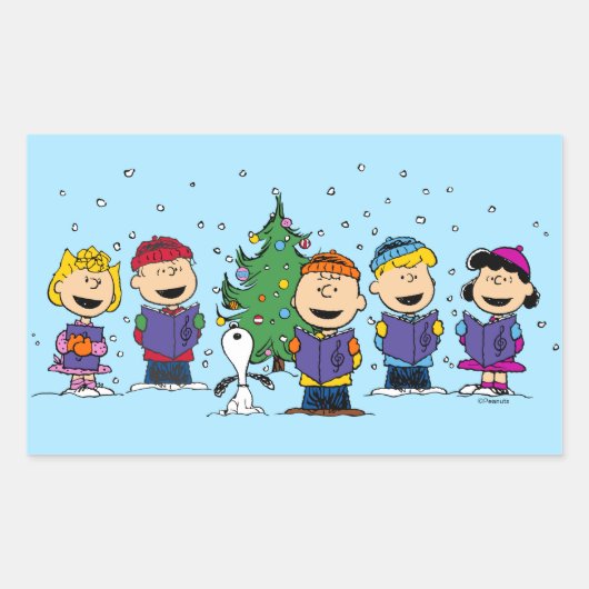 Peanuts | Around the Christmas Tree Rectangular St Rechthoekige Sticker (Voorkant)
