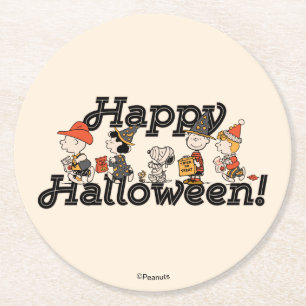 Peanuts-bende Happy Halloween-optocht Ronde Kartonnen Onderzetter