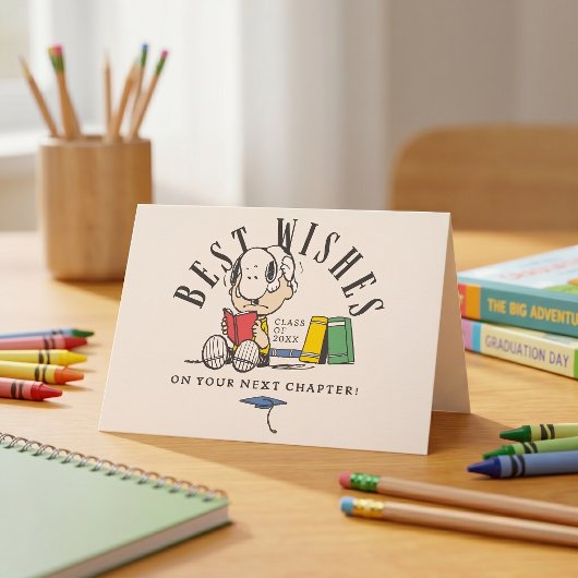 Peanuts Best Wishes Graduation Snoopy Reading Kaart