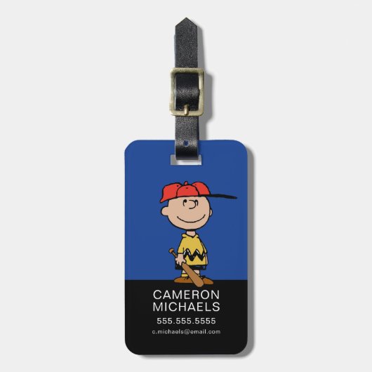Peanuts | Charlie Brown Baseball Smile Bagagelabel (Voorkant verticaal)