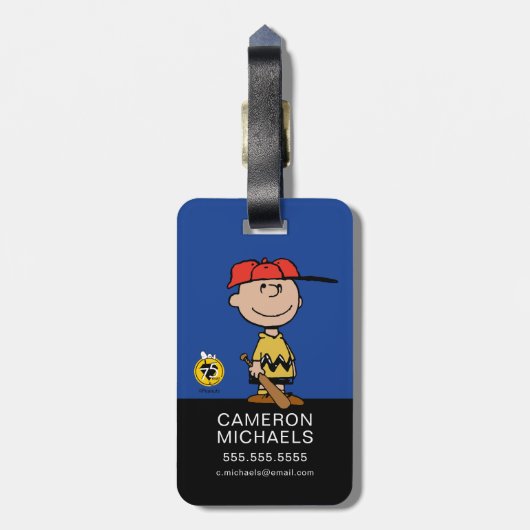 Peanuts | Charlie Brown Baseball Smile Bagagelabel (Achterkant verticaal)