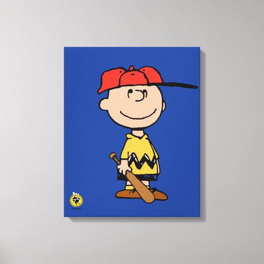 Peanuts | Charlie Brown Baseball Smile Canvas Afdruk (Voorkant)
