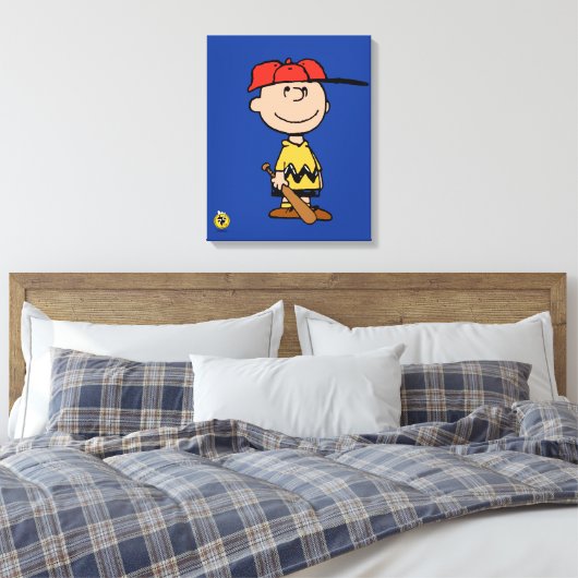 Peanuts | Charlie Brown Baseball Smile Canvas Afdruk (Insitu (Slaapkamer))