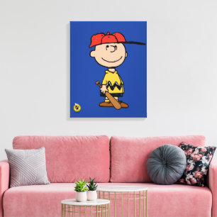 Peanuts   Charlie Brown Baseball Smile Canvas Afdruk