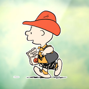 Peanuts Charlie Brown Cowboy Halloween Raamsticker