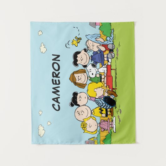 Peanuts | Charlie Brown en de bende | Voeg je naam Wandkleed (Voorkant)