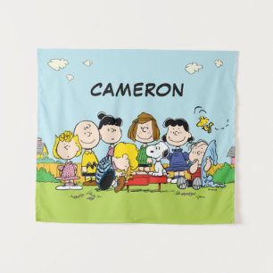 Peanuts Charlie Brown en de bende Voeg je naam Wandkleed