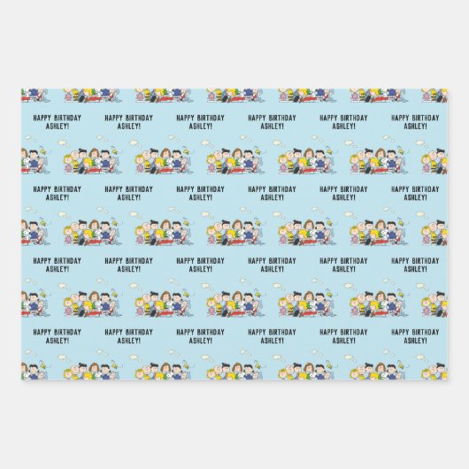 Peanuts | Charlie Brown en Gang Birthday Inpakpapier Vel (Voorkant 3)