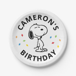Peanuts   Charlie Brown en Gang Birthday Papieren Bordje