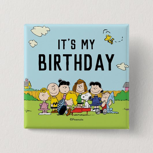 Peanuts | Charlie Brown en Gang Birthday Vierkante Button 5,1 Cm (Voorkant)