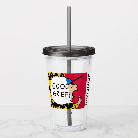 Peanuts | Charlie Brown Goed Verdriet Half & Half Acryl Drinkbeker (Voorkant)