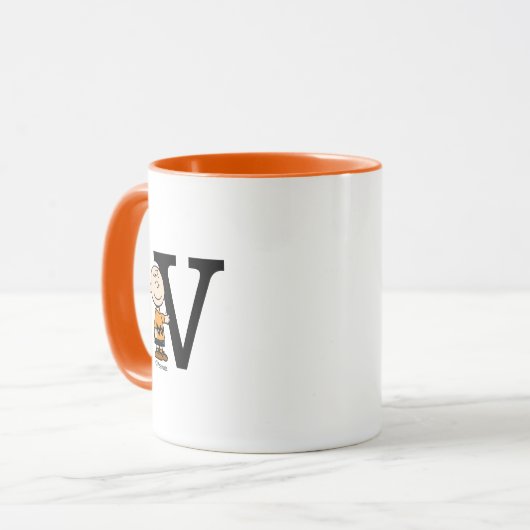 Peanuts | Charlie Brown Monogram V Mok (Voorkant links)