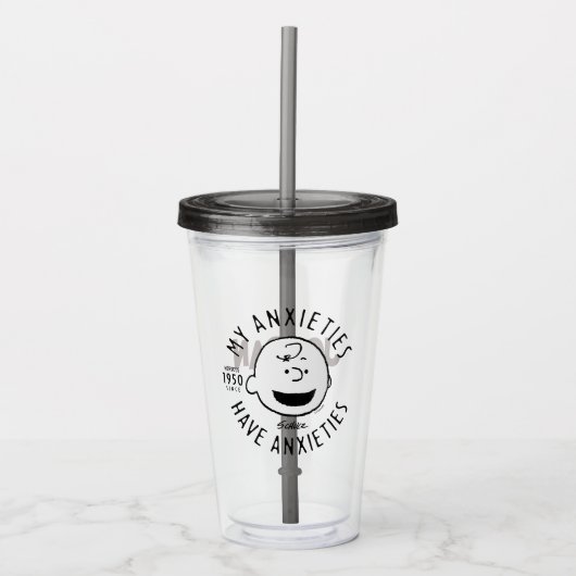 Peanuts | Charlie Brown Nervous Since 1950 Acryl Drinkbeker (Voorkant)