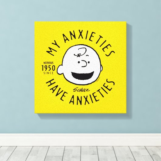 Peanuts | Charlie Brown Nervous Since 1950 Canvas Afdruk (Insitu (Houten vloer))