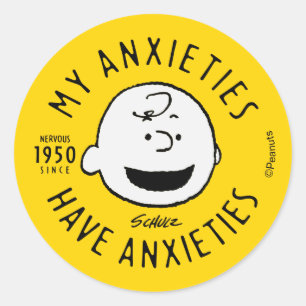 Peanuts Charlie Brown Nervous Since 1950 Ronde Sticker
