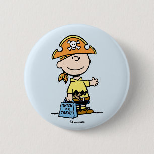 Peanuts Charlie Brown Piraat Halloween Ronde Button 5,7 Cm