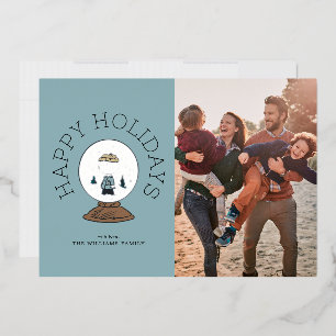 Peanuts   Charlie Brown Snow Wereldbol Folie Feestdagenkaart