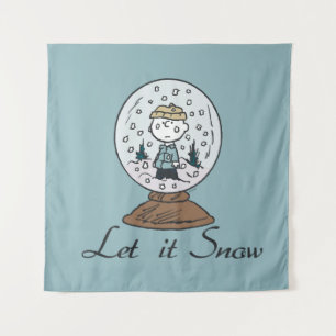 Peanuts   Charlie Brown Snow Wereldbol Wandkleed