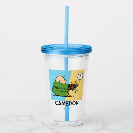 Peanuts | Charlie Brown & Woodstock Half & Half Acryl Drinkbeker (Voorkant)