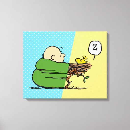 Peanuts | Charlie Brown & Woodstock Half & Half Canvas Afdruk (Voorkant)