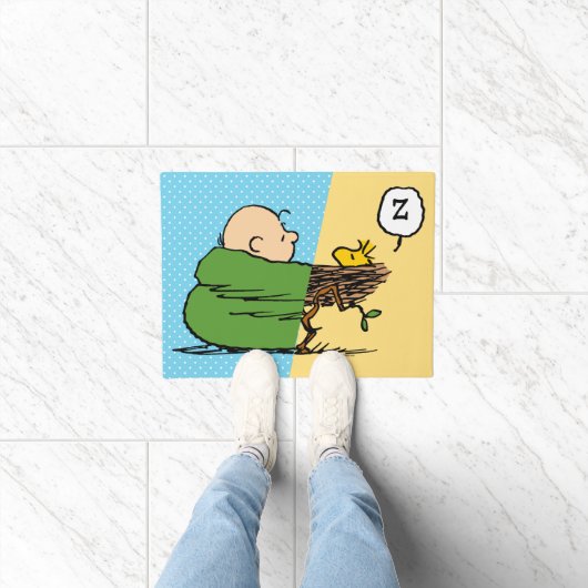 Peanuts | Charlie Brown & Woodstock Half & Half Deurmat (Binnen)