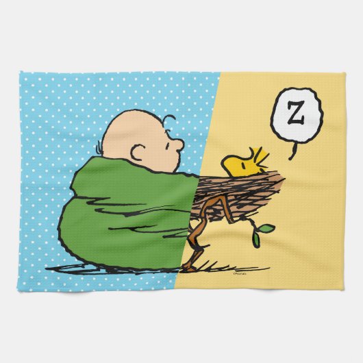Peanuts | Charlie Brown & Woodstock Half & Half Theedoek (Horizontaal)