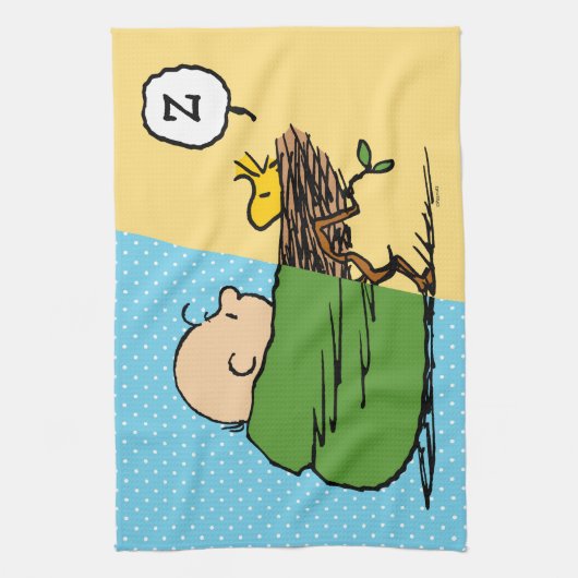 Peanuts | Charlie Brown & Woodstock Half & Half Theedoek (Verticaal)