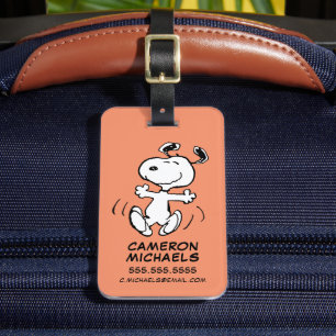 Peanuts Een gelukkige Snoopy-dans Bagagelabel