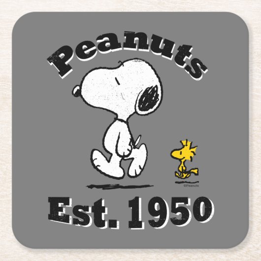 Peanuts Est. 1950 Vierkante Kartonnen Onderzetter (Voorkant)