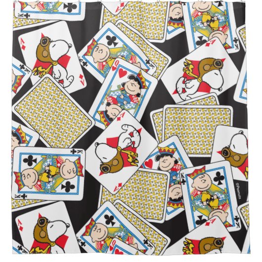 Peanuts Gang Card Deck Pattern Douchegordijn (Voorkant)