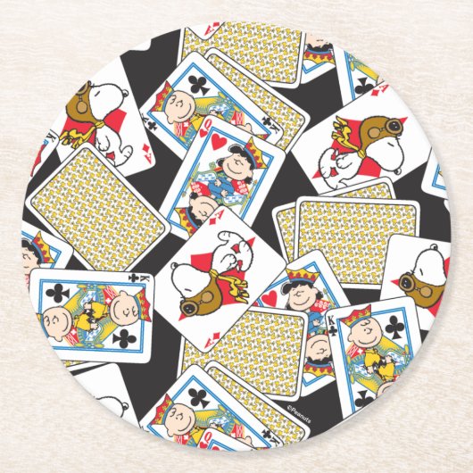 Peanuts Gang Card Deck Pattern Ronde Kartonnen Onderzetter (Voorkant)
