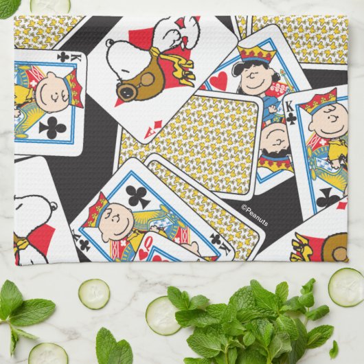 Peanuts Gang Card Deck Pattern Theedoek (Gevouwen)