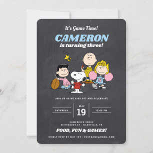 Peanuts Gang   Football Chalkboard Birthday Invita Kaart
